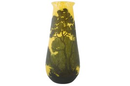 Large 1920&#39;s Muller Frères Cameo Glass Landscape vase - £973.11 GBP