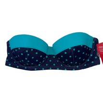 Spanx 2696 Polka Dot Blue Bikini Top Retro Balconette Bra Shaping Swim S... - £21.21 GBP