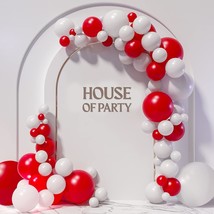 Red And White Balloon Garland Kit - 123 Pcs Matte Red And White Balloons Arch Ki - £21.93 GBP