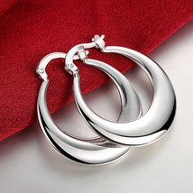 New Trendy 925 Silver Simple Fashion 3.5cm/5cm Circle Round Hoop Earring for Wom - £10.50 GBP