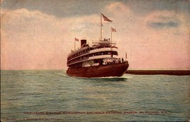 Whaleback Steamer Christopher Columbus Entering Harbor Wis.Vintage Postcard bk49 - £4.65 GBP