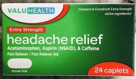 ValuHealth-Extra Strenght Headache Relief-Acetaminophen/Aspirin/Caffeine... - £6.91 GBP