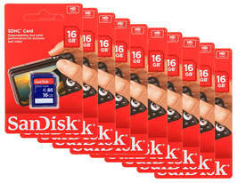 Lot of 10 x SanDisk 16GB SDHC Class 4 SD Flash Memory Card Camera SDSDB-... - $99.58