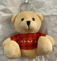 Coach Key Chain Teddy Bear Bag Charm Plush Fob Plaid Logo Limited Edition NWT - £23.48 GBP