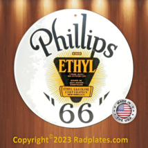 Phillips 66 Ethyl Vintage   Replica Aluminum Round Metal Sign 12&quot; NEW - £15.74 GBP