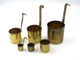 Antique Brass Dairy Measuring Cups with Handle Set of 6 - £23.26 GBP