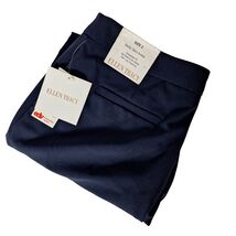 Ellen Tracy Betty Slim Ankle Dress Pants Size 2 Solid Navy Blue Zipper P... - $29.79