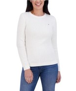 Tommy Hilfiger Womens Sweater Ivory Cable Knit Crewneck Logo Heavyweight... - $808.12 MXN