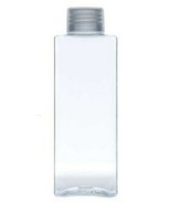 9 oz CLEAR PLASTIC SQUARE BOTTLE w/Clear Screw Top cap 5 1/4&quot; Tall 260mL... - $18.54