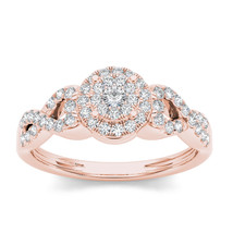 10K Rose Gold 2/5ct TDW Diamond Cluster Halo Engagement Ring - £351.70 GBP