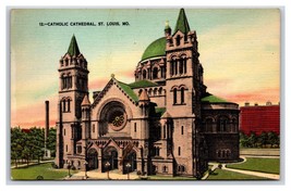 Catholic Cathedral St Louis Missouri MO UNP Linen Postcard V18 - $2.92