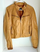 Black Rivet Womens Sz L Brown Full Zip Jacket Genuine Leather Lined  Coat  - £37.39 GBP