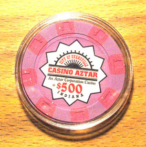 (1) $500. Casino Aztar Casino Chip - Evansville, Indiana - 1995 - Secondary Chip - $29.95