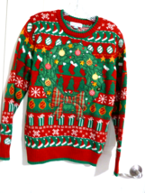 Womens Holiday Hype Ugly Christmas Sweater Size Small 20&quot; pit -pit 27&quot; l... - £19.46 GBP
