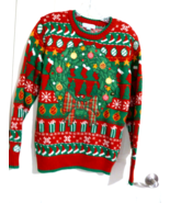 Womens Holiday Hype Ugly Christmas Sweater Size Small 20&quot; pit -pit 27&quot; l... - £19.48 GBP