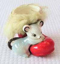 Vintage 1950s Ceramic Mouse in Santa Boot with Fur Christmas Decoration Figure  - £7.82 GBP