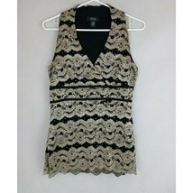 Dressbarn Collection Gold &amp; Black Sequined Sleeveless Blouse Size Small - £15.23 GBP