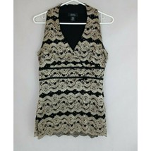 Dressbarn Collection Gold &amp; Black Sequined Sleeveless Blouse Size Small - £14.50 GBP