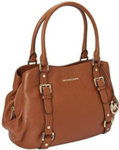 Michael Kors Bedford Luggage Brown Leather Large Belted Ew Satchel Bagnwt! - $296.99