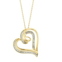 14K Oro Amarillo Chapado 0.15CT Redondo Real Moissanita Amor Collar con Corazón - £310.28 GBP