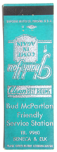 Bud McPartlan Service Station - Buffalo, New York? 20 Strike Matchbook C... - £1.60 GBP