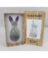New Oleg Cassini Crystal Clear &amp; Lavender Rabbit Paperweight With COA - €17,07 EUR
