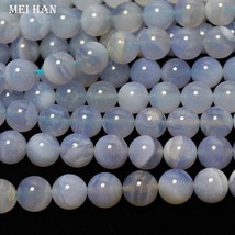 Brazil blue lace agate chalcedony 10mm smooth round loose beads for jewelry maki - £31.16 GBP