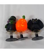 Vintage Halloween POP UP Toys x3 spring jump up suction Witch Pumpkin Bat - $17.00