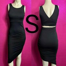 Black Classy Night Out Side Ruched Midi Dress Size S - $28.99