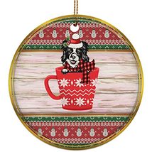 hdhshop24 Cute Border Collie Dog in Cup Ornament Gift Pine Tree Decor Hanging, F - £15.78 GBP
