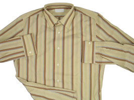 NEW WITH BOX $695 Prada Shirt! 16 e 41 Medium  *Slim Fit*   *Tan &amp; Brown Stripe* - £184.97 GBP