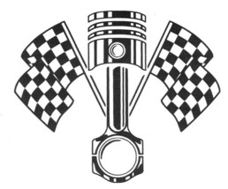 Chequered flag with piston 1x, 13x11cm, car sticker, sticker, racing, tuning-... - $9.00