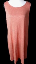 Eileen Fisher Firefly Orange Linen Jersey Knit Mini Stripe Shift Dress Size M - £20.89 GBP
