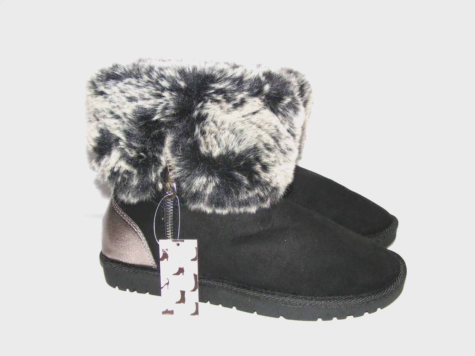 mysoft Women&#39;s Size 8 M Black Snow Boots Insulated Faux Fur Lined Zip Shoes - $20.94