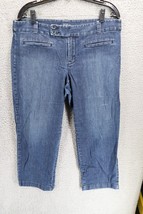 Ann Taylor Loft Classic Crop Leg Pants Capris Blue Medium Wash Size 10 - £14.24 GBP