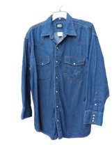 Vtg Key Est 1908 Workwear Denim Pearl Snap Western Shirt Long Sleeve Cotton Sz L - £31.29 GBP