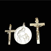 Two beautiful stainless steel cross pendants in one religious medal - $32.67