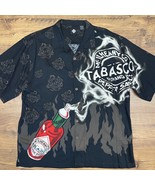 Vintage Tabasco Button Up Shirt Mens 2X Black Short Sleeve Logo Bottle S... - £21.12 GBP