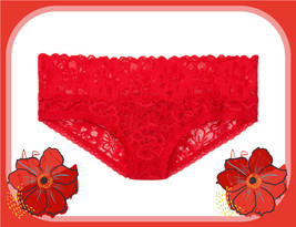 L Xl Bright Red Lipstick Floral Lace The Lacie Victorias Secret Hiphugger Panty - £9.03 GBP