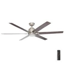 Home Decorators Ceiling Fan 64&quot; Integrated LED Dimmable w/ Remote Brushed Nickel - £139.40 GBP