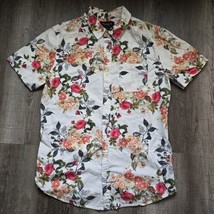 Pacsun Mens Hawaiian Shirt Medium Button Up Short Sleeve Floral Roses Cotton - £11.76 GBP