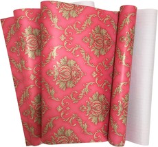 Red-Golden Vintage Floral Wallpaper Peel And Stick Luxury, 48.4 Sq.Are Ft.. - $36.95