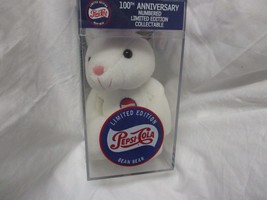 PEPSI 100th Anniversary White Bunny Bean Plush in Case - £77.66 GBP
