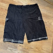 Men&#39;s Regal Wear Size 5XL (46-48) Solid Black Cargo Pocket Drawstring Shorts - £9.16 GBP
