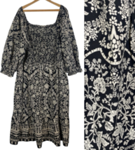 Pioneer Woman Dress Size 18W 1X 2X Black &amp; White Print Smocking Country ... - $735.87 MXN