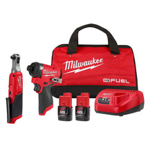 Milwaukee 3453-22HSR M12 FUEL 12V 1/4&quot; Hex Impact Driver / 3/8&quot; Ratchet Kit - £307.18 GBP