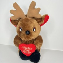 House Of Lloyd Reindeer Vintage Plush Christmas Brown Red Stuffed Animal 80s 11" - £9.55 GBP