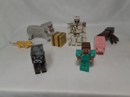 Minecraft Lot Of 8 Toys And Figures Mojang, Pig Cow Cheetah Spider Horse Straw - £17.85 GBP