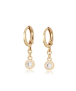 Hoop Earrings 14k Gold Color Dangle Zircon Stone Luxury Jewelry - £11.02 GBP