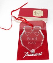 1988 BACCARAT FRANCE CRYSTAL NOEL WREATH WITH BOW CHRISTMAS ORNAMENT IN BOX - $58.40